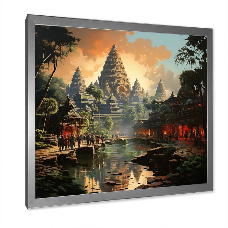 Designart "Asian Art Journey To Angkor VII" Asian Framed Wall Art